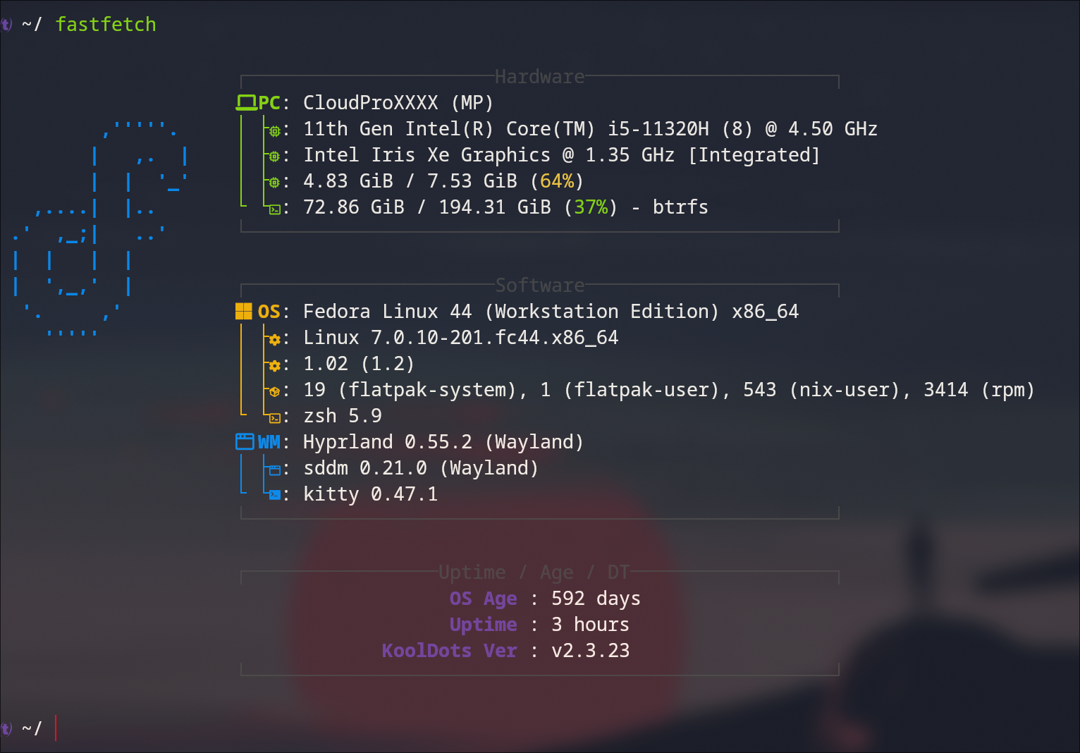 screenshot of fastfetch